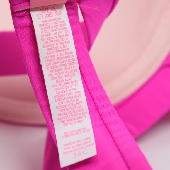 Victorias Secret Hottie Bikini Halter Top 36C Barbie Hot Pink Padded Sexy Swim - Picture 9 of 11